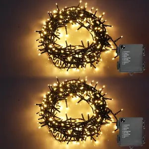 AWQ 2 Pack 20.6 FT 240LED Christmas Fairy Lights, Twinkle Light Battery Operated with 8 Modes, Timer & Memory Function for Indoor Outdoor Wedding Party Christmas Decoration (240)