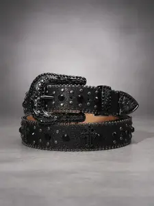 Black Rhinestone Decorated Belt
