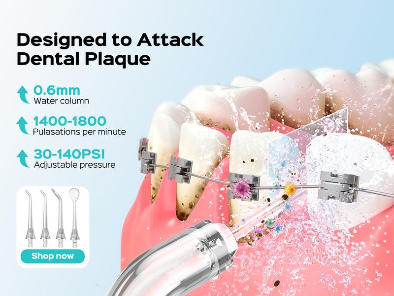COSLUS Rechargeable Travel Irrigation Cleaner,Water Flosser Teeth Pick:,Portable Cordless Oral Irigator 300ML,IPX7,Electric Flossing Machine for Teeth Cleaning18 Pressure Settings,clean Plaque, Tartar & Gum,Water Cleanser for Daily Use