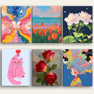 Paint by Numbers Kit for Beginners - Simple Patterns with 24 Vibrant Colors for Flowers Scenery DIY Art Set Ideal for New Artists