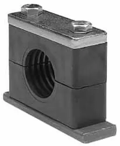 HYDAC Aluminum Heavy Duty Vibration Control Clamp for 1-1/2" Pipe 5.51" Wide x 4.33" High x 1.18" Deep, Carbon Steel Plate, Weld Plate, Top Plate, Plastic Clamp Pair & Bolts 2209928