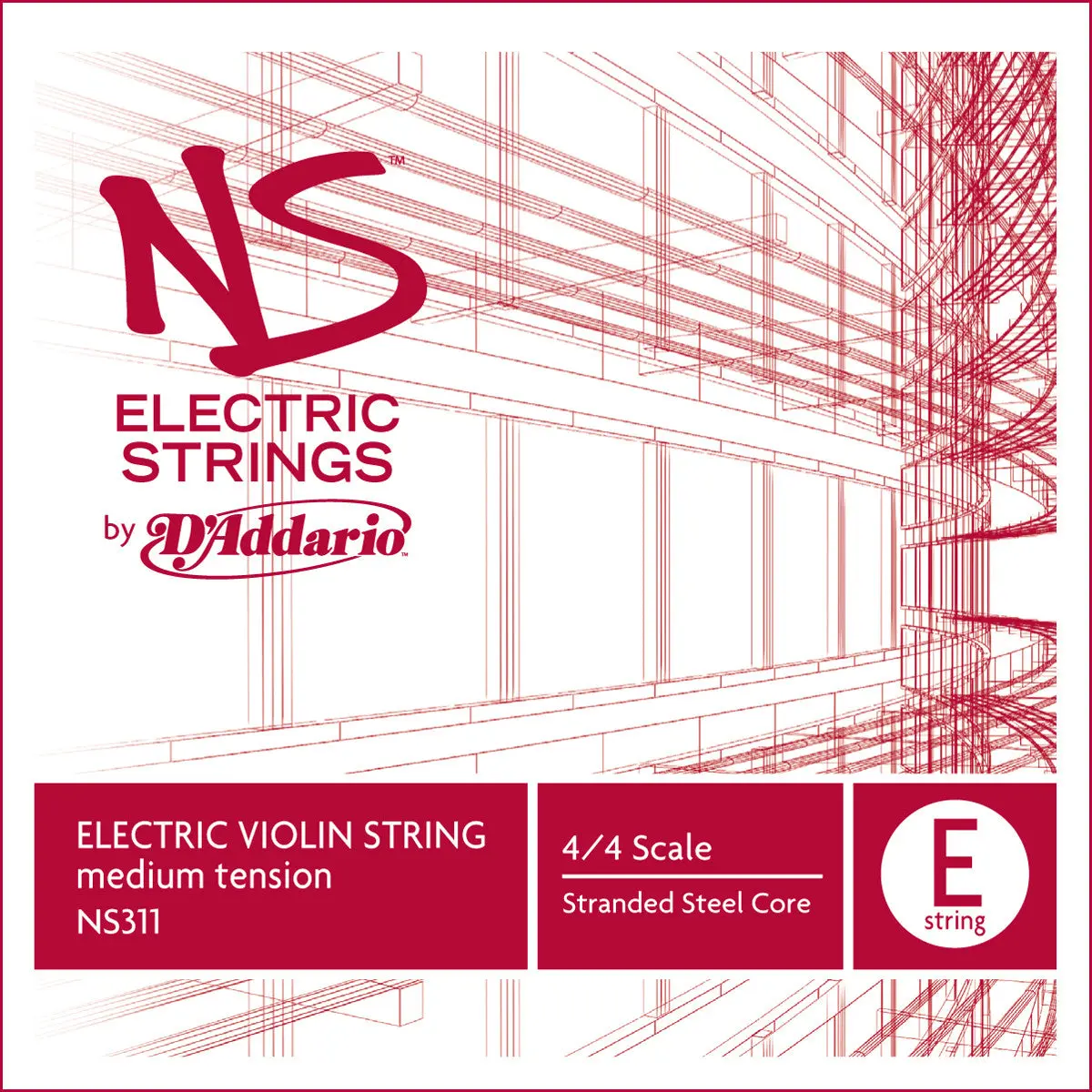 D'Addario NS Electric Violin Single E String, 4/4 Scale, Medium Tension