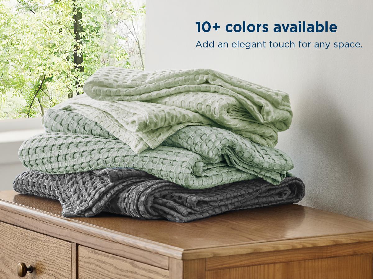 Bedsure Cooling Cotton Waffle  Blanket - Lightweight Breathable Blanket of Rayon Derived from Bamboo for Hot Sleepers, Luxury Throws for Bed, Couch and Sofa