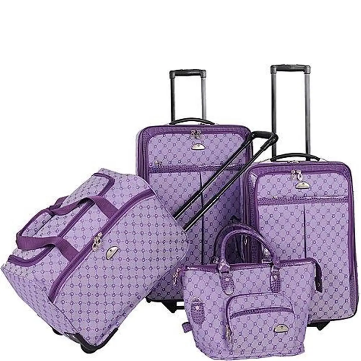 American Flyer Signature 4-Piece Luggage Set, Expandable Polyester with Wheeled and Rolling Bags, Purple, 1.4 Lbs, 10" X 11.5" X 8", Inline Skate, 20" X 14" X 8"