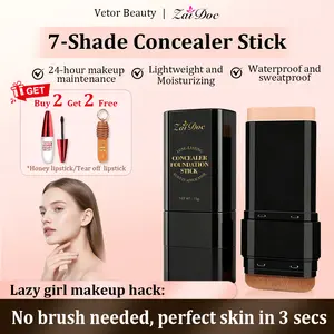 Zaidoc 7-color Dual -Ended Foundation Concealer Stick, Dual-ended with Built-in Brush, Moisturizing & Lightweight.