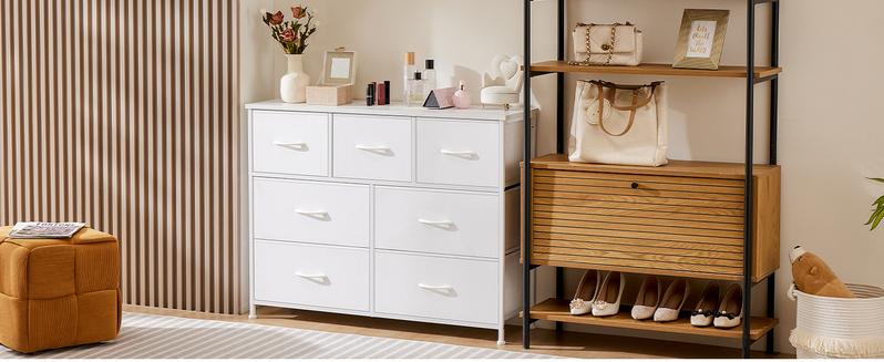 【Deal】7 Drawers Dresser for Bedroom and TV Stand, Fabric Storage Tower for Clothes, Baby Stuff
