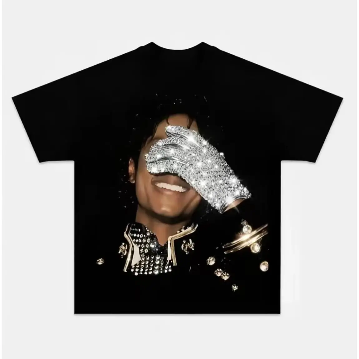 Men's Rhinestone Graphic T-Shirt in Breathable 100% Cotton, Relaxed Fit Streetwear Top, Lightweight Short Sleeve, Unisex & Easy to Layer, Menswear