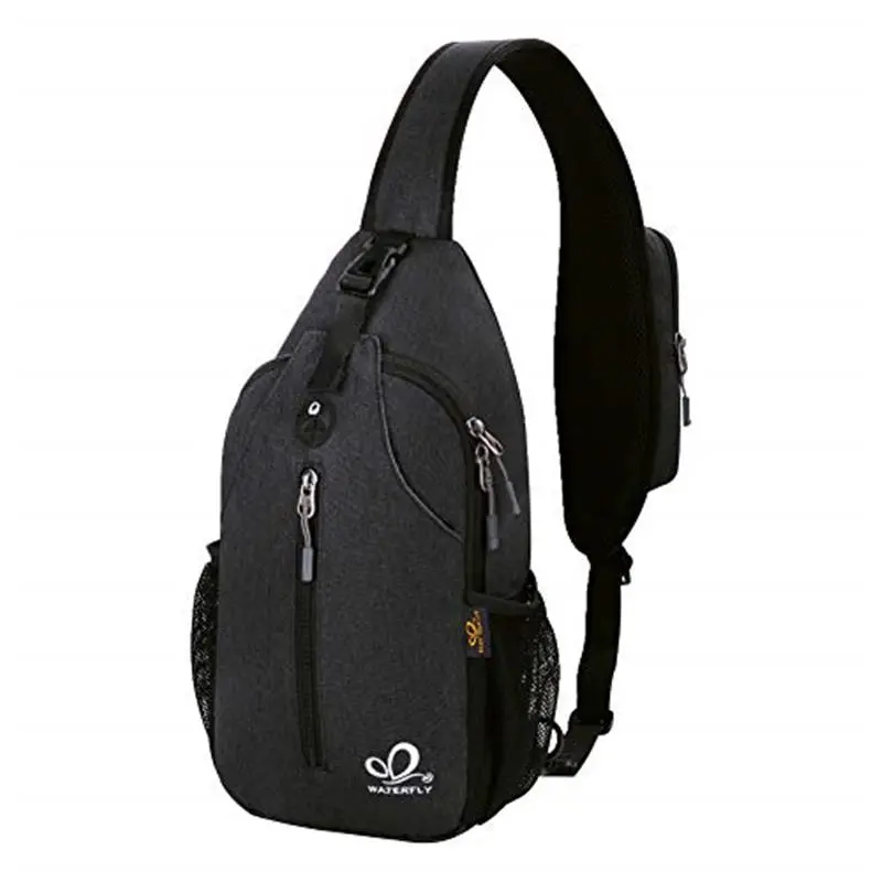 Crossbody Sling Backpack Sling Bag Travel Hiking Chest Bag Daypack (Black) | Small Hiking bag,Multi-compartment storage,Water-resistant,Breathable back pad,Reversible adjustable shoulder strap