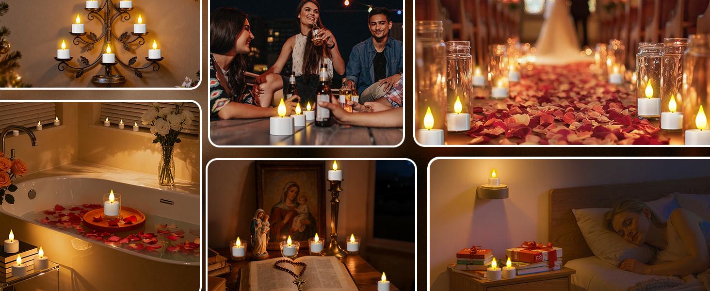 12pcs Rechargeable USB-C LED Flameless Tealight Candle with Remote Control, Charging Station, Timer for Halloween, Christmas Indoor Home Table Glass Jars or Candle Holders, Candles