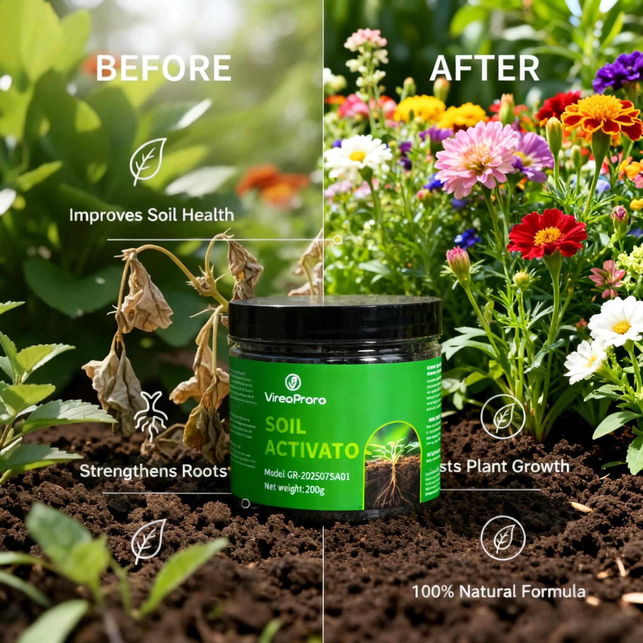 Soil repair, plant soil activator, soil activating granular slow-release fertilizer, loosens soil for potting mix and seedling compost, promotes plant root growth, suitable for nursery pots and rose pots.