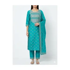 #7S-4 Stunning Teal Embroidered Salwar Kameez Set - Festive Elegance