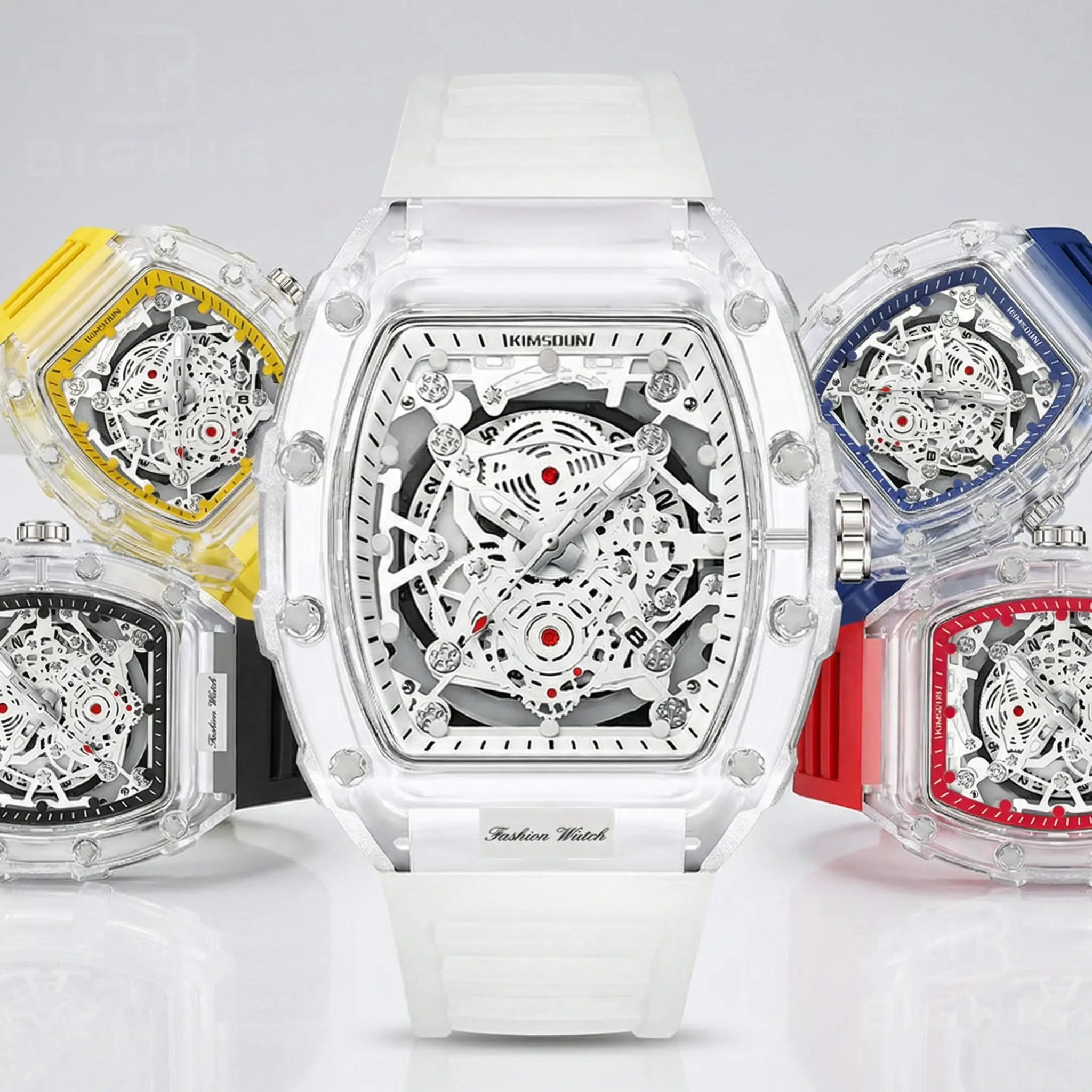 Men's Luxury Transparent Waterproof Barrel-Shaped Tonneau Skeleton Quartz Watch, Skeleton Watches, with Calendar Display, Luminous Markers, Tin Box, for Daily & Outdoor Use, Guys Gifts, Cool Gifts for Guys, Men's Accessories, Accessories