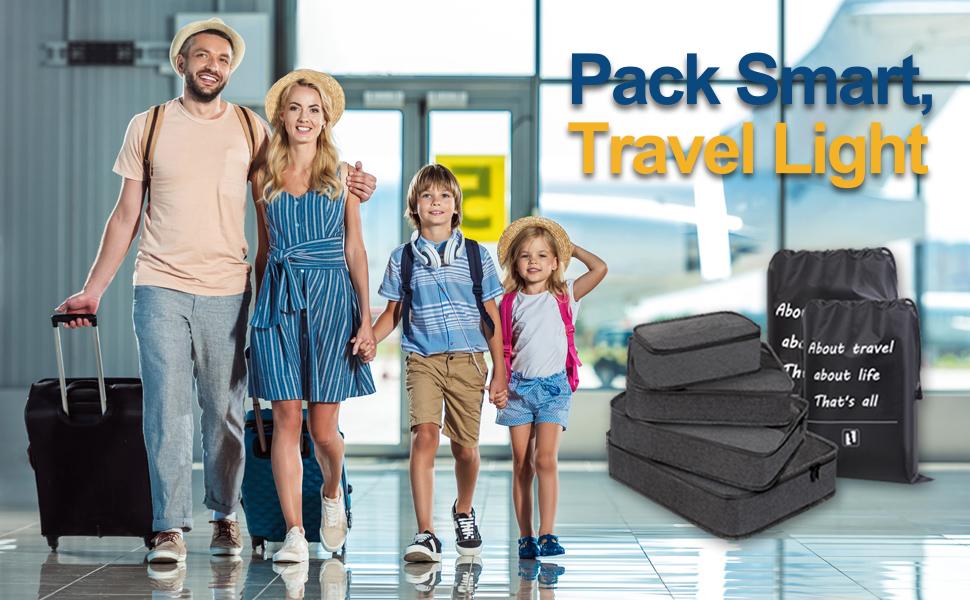 BeEagle 6 Set Packing Cubes Set - Organize & Save Space in Suitcases, Portable & Durable Travel Organizers for Clothes, Toiletries & More