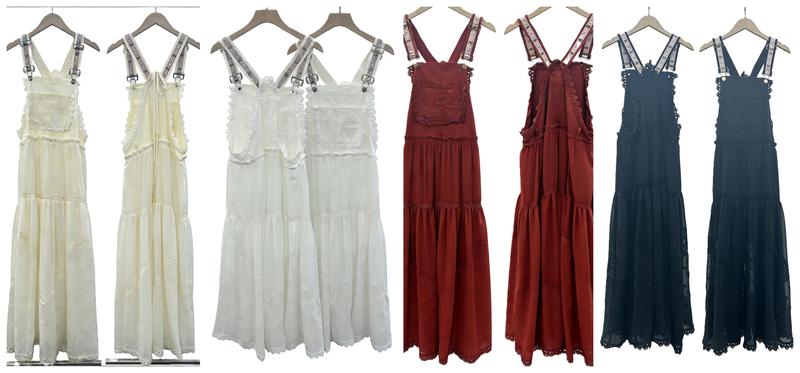 Ebossy Women's Basic Minimalist Sleeveless Laced Embroidered Tulle Bib Dress Casual Loose Adjustable Straps Maxi Dress Womenswear Boho Style Ebossy Women's Basic Minimalist Sleeveless Laced Embroidered Tulle Bib Dress Casual Loose Adjustable Straps Maxi Dress Womenswear Boho Style