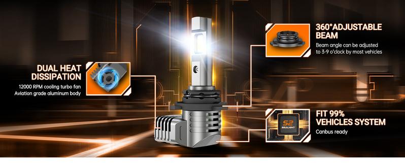 2014 Ford Mustang 9008/H13 H10/9140/9145 60W 6500K White IP67 LED Headlight Fog Light Bulbs Combo 4PCS SEALIGHT S2