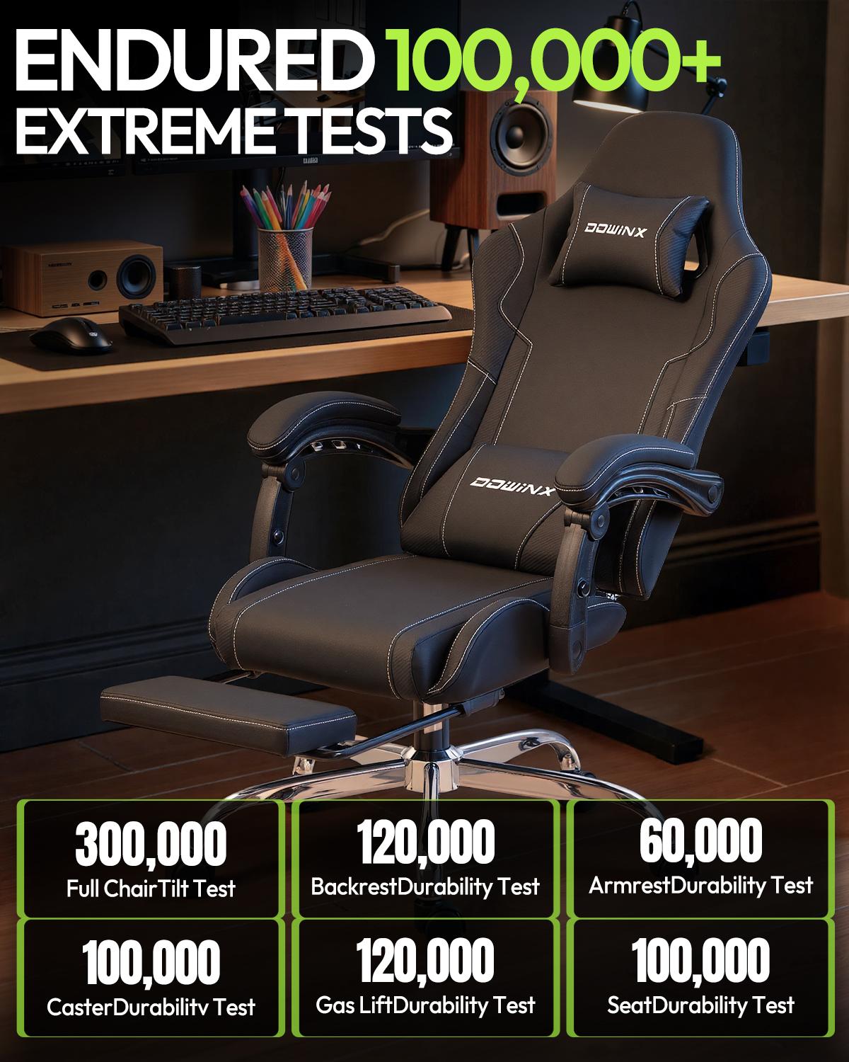 Ergonomic Massage Lumbar Gaming Chair with Footrest , Ergonomic Computer Chair 330lbs with Headrest Pillow for Office, Home, Streaming and Long Gaming Sessions
