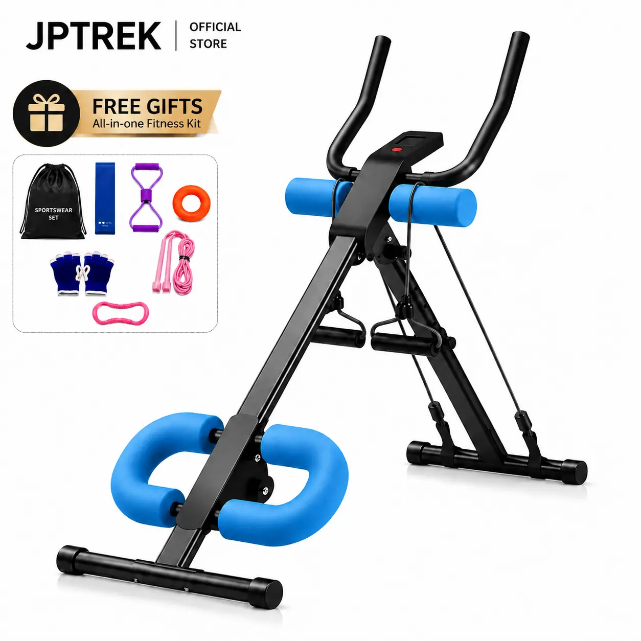 Foldable Ab Trainer with Counter for Home Gym Adjustable Core Workout Machine
