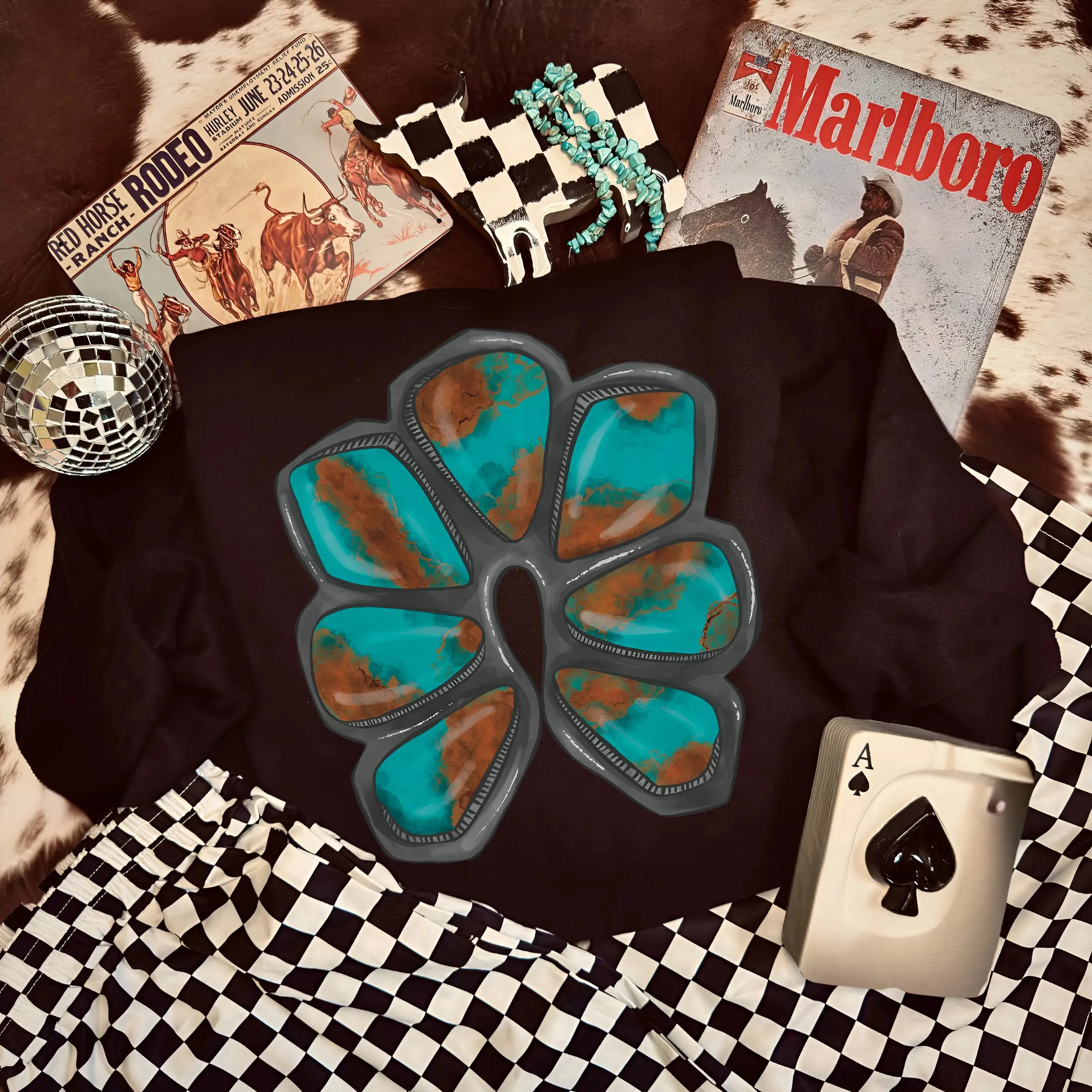 Squash Crew Sweatshirt, Vintage Western Turquoise Stone Sweatshirt, western clothing, western tops, punchy western wear, western outfits for women, western cowgirl stuff, graphic tees women, sweatshirts for women, western for women, country girl clothes