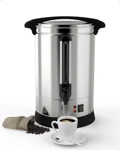 Coffee Urn 100 Cup, 14L/3.8Gal Coffee Dispenser, Stainless Steel Commercial Hot Beverage Dispenser, Hot Water Urn for Party, Buffet, Catering and Wedding