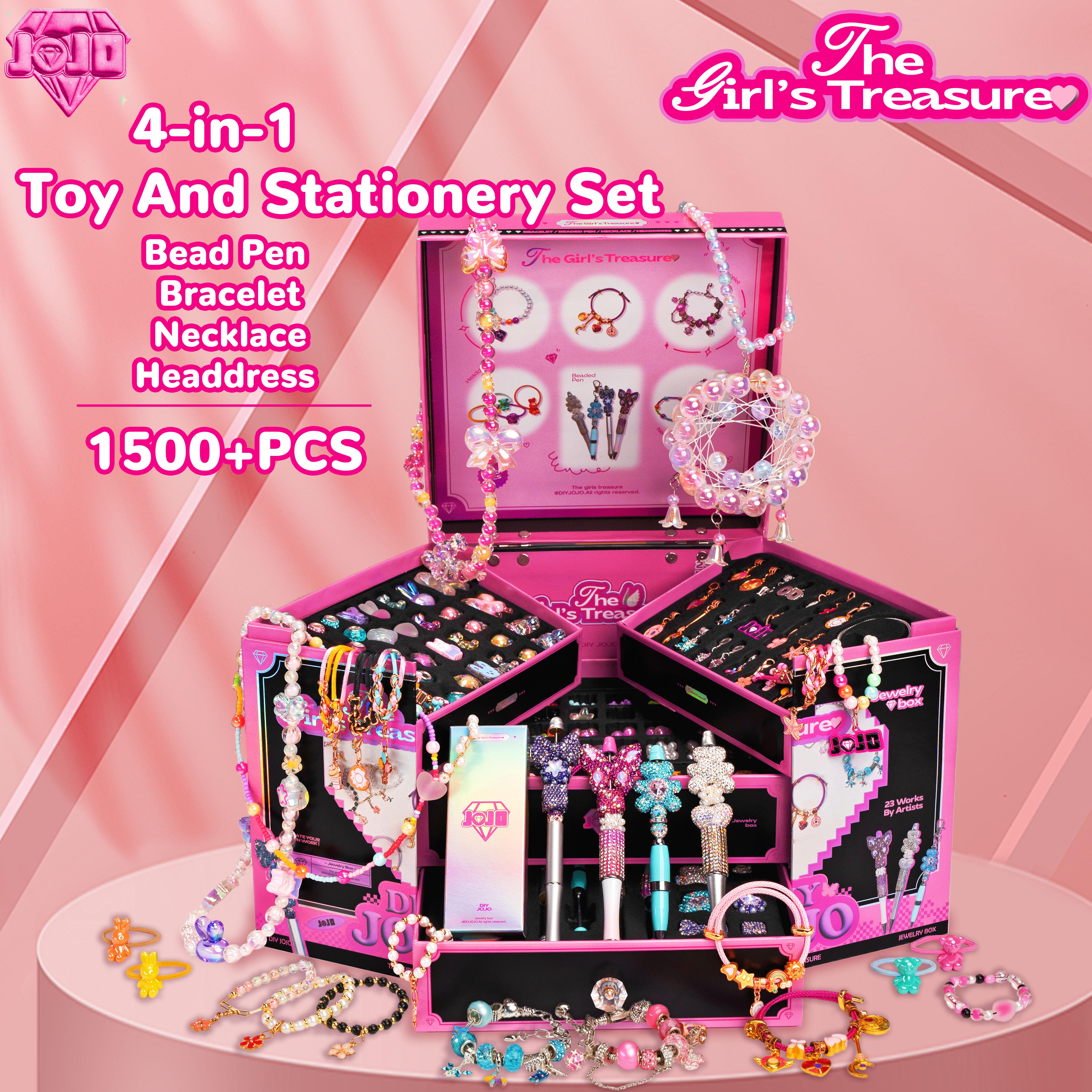 DIYJOJO The girls treasure gift box , Bead Pen Bracelet Necklace  Headdress making kit,Christmas Birthday Festivals Gift.