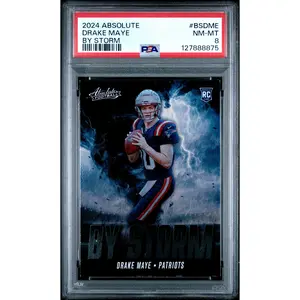 Drake Maye 2024 Absolute By Storm Football Rookie Card #BSDME Graded PSA 8 Cert #127888875
