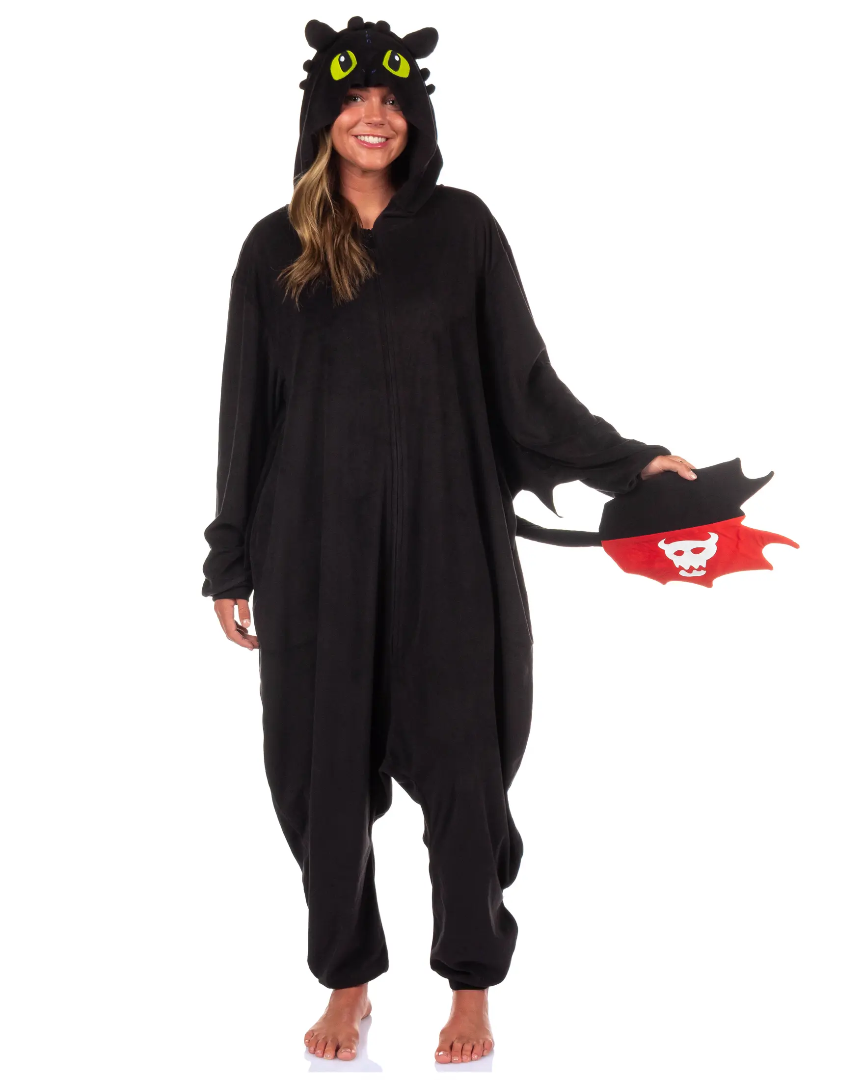 How To Train Your Dragon Women's Toothless Costume Union Suit Hooded Pajama One Piece PJ