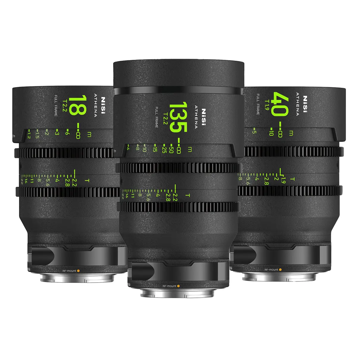 NiSi ATHENA PRIME Cine Add-On 3-Lens Kit with 40mm T1.9, 18mm, 135mm T2.2 Lens, Includes Filter Holder, Canon RF