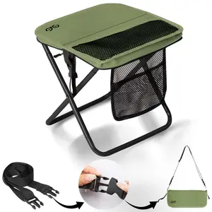 【Camdoor】 Folding Stool - Portable & Ultra Lightweight  Aerospace Aluminum Frame  Supports 500lbs (227kg) | Weighs Just 1.5lbs (0.68kg)  Folds in 3 Seconds  | Hidden Storage Pocket Camping | BBQs Fishing Valentine's Day Present