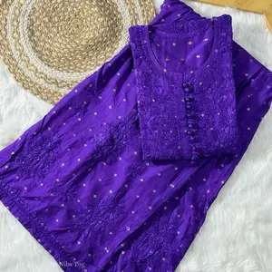 3 piece cotton chickenkari suit