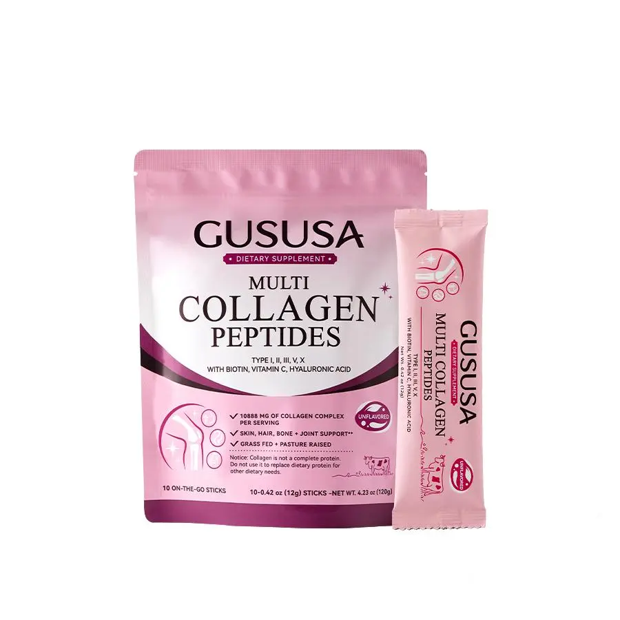 GUSUSA Edible Collagen Peptide Powder Dietary Supplement - Chicken Bone Soup Protein, Skin Care, Skin Repair, Anti-Aging Beauty Support for Adults, 129g Per Pack, No Artificial Flavor