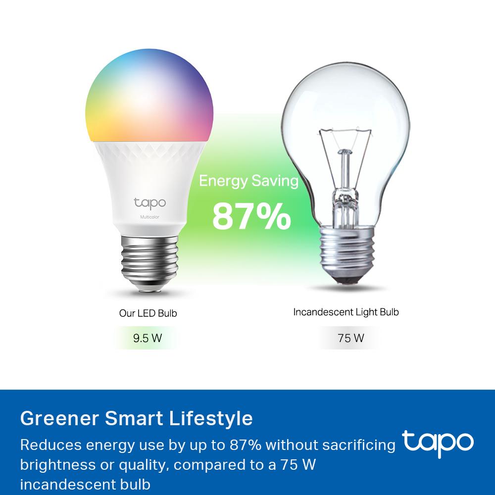 TP-Link T& Tapo L535E(4-Pack) Smart Light Bulbs, 1100 Lumens High Brightness (75W Equivalent), Matter-Certified, 16M Colors WiFi Light Bulb, Dimmable, Works w/Siri, Alexa & Google Home,A19 E26