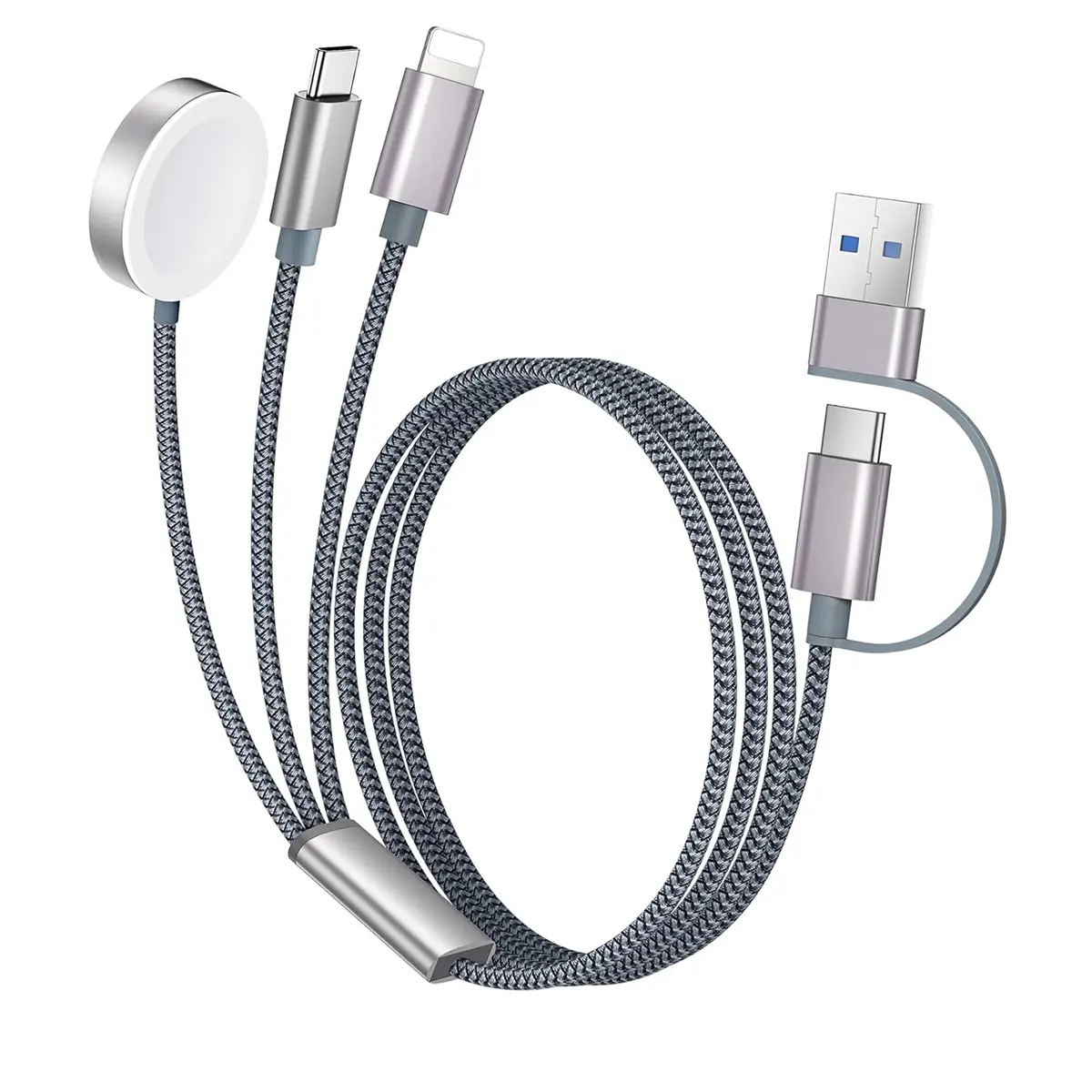 3-in-2 USB C Cable for iPhone12-16 Charger Type C Lightning Apple Watch Multi Charging Cord Portable Travel Essentials Durable Nylon Magnetic Fast Charger