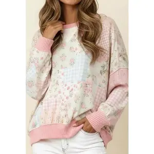 Triangle Oversized Long Sleeve Patchwork Top