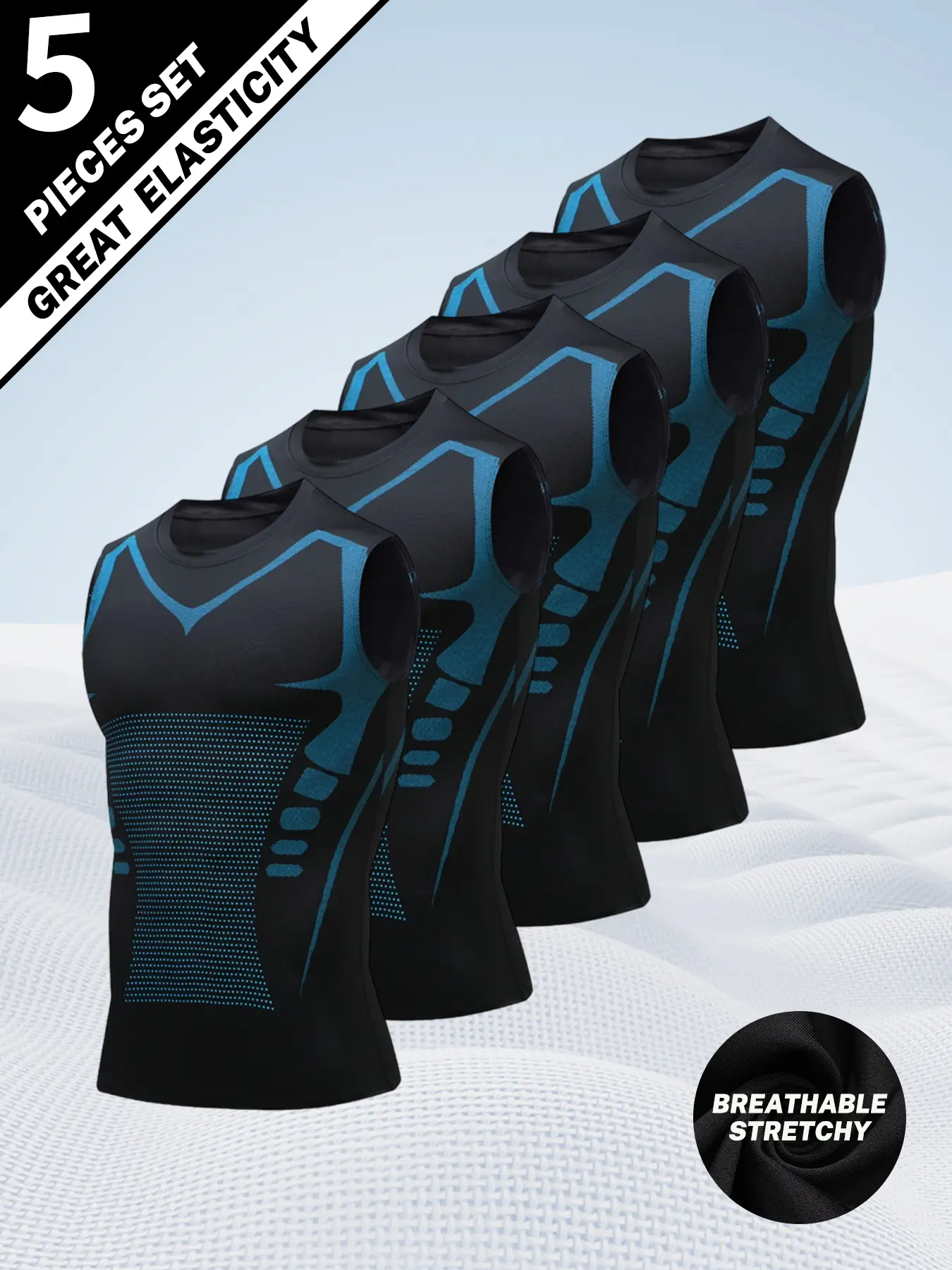 5 Pieces Men's Sport Compression Vests - Breathable & Stretch Workout Tank Tops, Quick Dry Sleeveless Athletic Shirts for Gym, Running & Outdoor Sports,back to school,back to school shopping