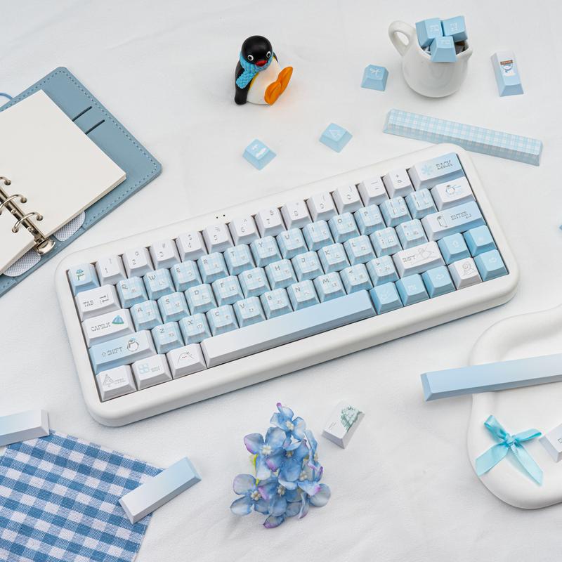 Ergonomic keycaps COOMICKEY Creamy Keycaps Set 145 Keys PBT Dye Sublimation Snowman Shape Blue Custom Keycap for 61/64/87/104/108 Cherry MX Switches ISO ANSI Layout Mechanical & Gaming Keyboard