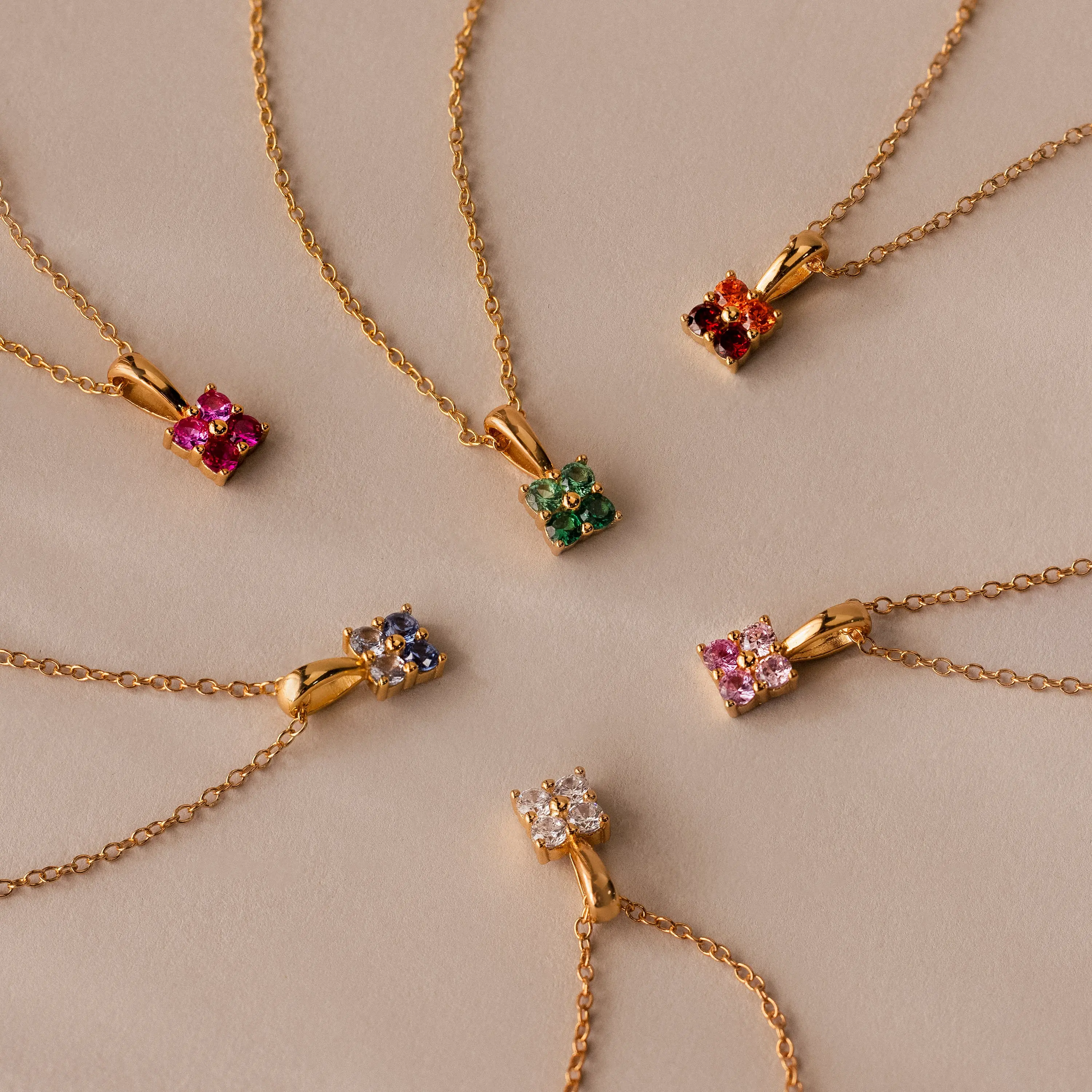 Ombre Birthstone Flower Necklace by Caitlyn Minimalist - Custom 18K Gold Floral Gemstone Pendant Necklace - Women’s Everyday Layering Necklace - Personalized Gift for Her