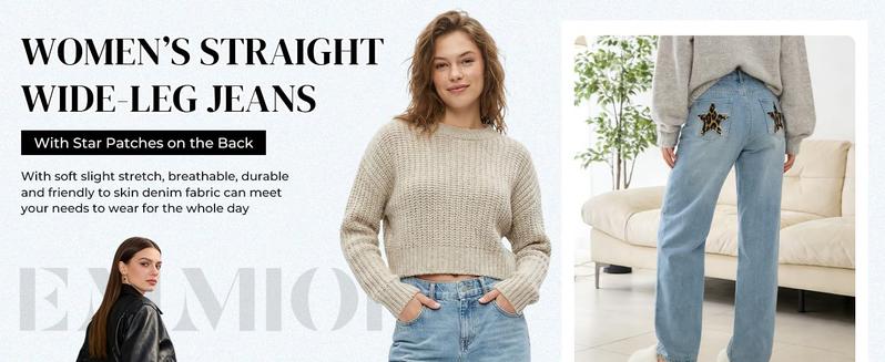 EMMIOL Women's High Waisted Flare Jeans with Star Patches, Vintage Y2K Denim Pants EMMIOL Women's High Waisted Flare Jeans with Star Patches, Vintage Y2K Denim Pants