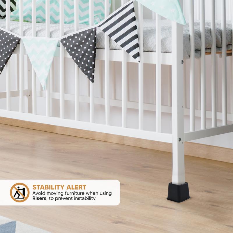 Utopia Bedding Adjustable Bed Risers 3, 5, 8 Inch – Heavy Duty Set of 4 for Bed, Couch, Desk – Supports 1300 lbs – Under Bed Storage – Black