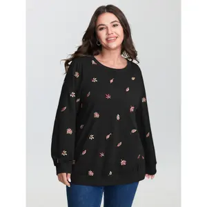 【Full Arm Coverage】Bloomchic Stretch Lead Embroidered Sweatshirt