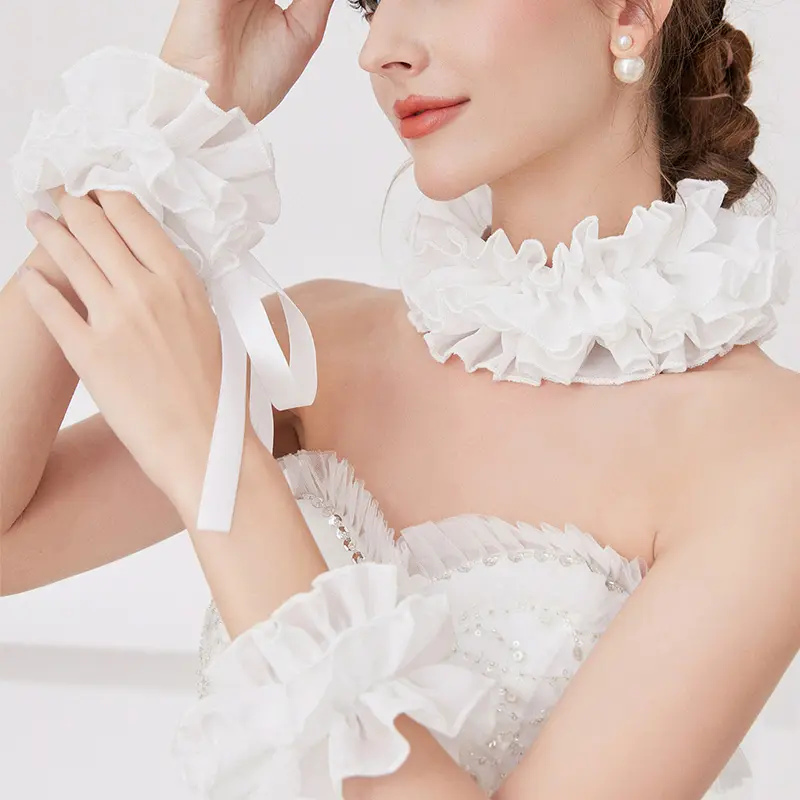 One-Size Easy Fit Lace Clown Collar, Victorian Jester Neck Ruffle Accessory (White 0)