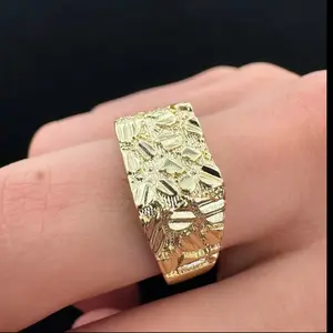 12mm 14k gold plated classic nugget ring