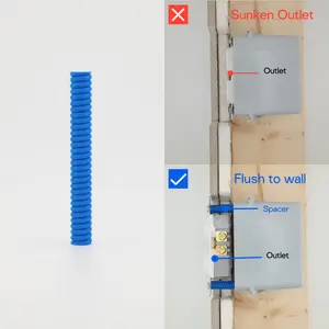 Easy-Spacer Outlet Spacers Universal Fit Secure Installation 3 Inch Cut-to-Length Electrical Spacers w Screws 6 Pack for Remodels & DIY Projects