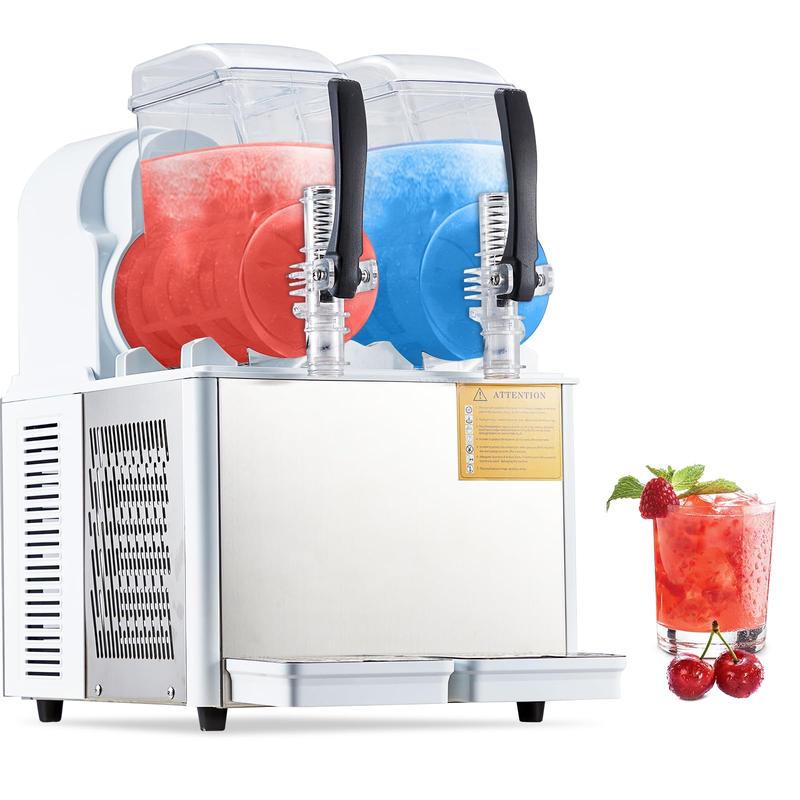 GARVEE Commercial Slushy Machines: 2.1-4L Stainless Steel, Self-Cleaning, Ideal for Frozen Drinks, Smoothies, and Margaritas in Cafes, Bars, and Homes.
