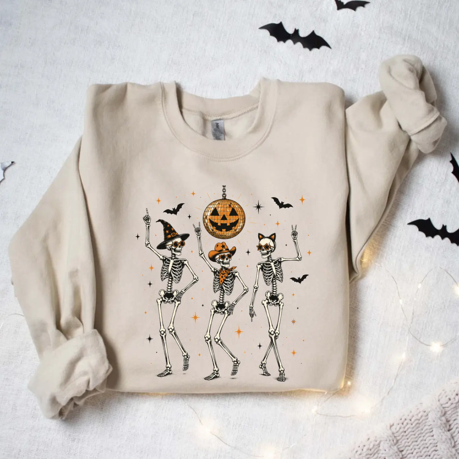 Dancing Skeleton Halloween Sweatshirt, Vintage Disco Skeleton Graphic Crewneck, Funny Spooky Season Fall Pullover, Unisex Halloween Shirt