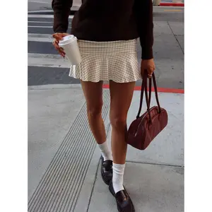 Celebrations Mini Skirt Beige Check