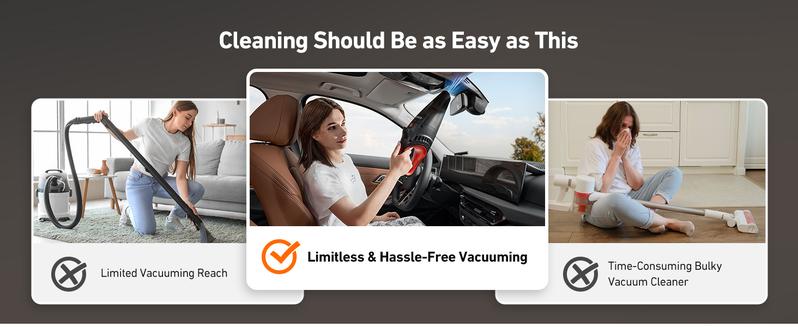 【Valentine's Day Gift】AstroAI Handheld Car Vacuum Cordless with Accessories, Portable Vacuum Cleaner with 12V DC Power, LED Light, Brush, Extended Suction Pipe, Hose, Mini Handheld for Car, Home, Office, and Pet Hair, Red