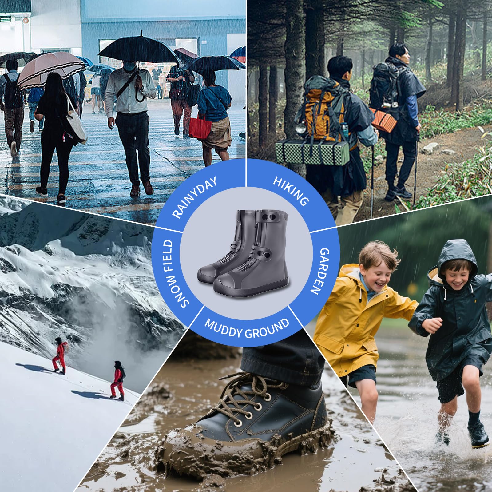 Waterproof Shoe Covers Non-Slip Rain Shoe Covers Reusable Silicone Shoes Covers For Rain Resistant Rain Boots For Men Women Outdoor Overshoes Protection