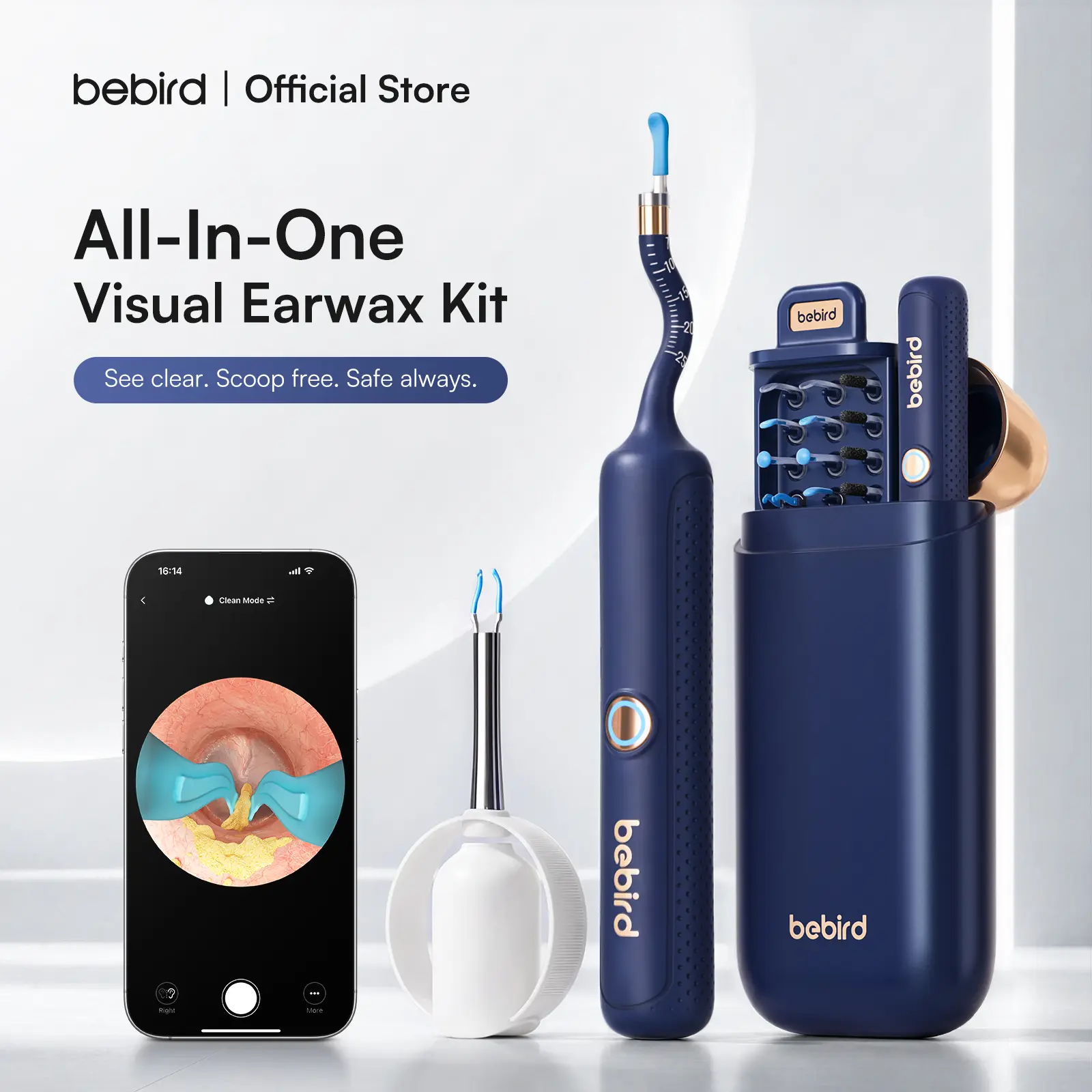 [Gift idea] Bebird Earsight Plus Ear Wax Removal Tool Camera, FSA/HSA Flexible Wireless Ear Cleaner with Camera Otoscope Light, HD Painless Visual Ear Picker Tweezers Earwax Remover, Portable Safe Ear Cleaning Kit for Adults & Kids