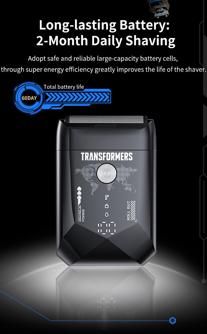 Transformers L20 Foil Shaver, Smart LED Display Shave Calmly, Ultra-Thin Shaving Foil, IPX7 Waterproof, Long Battery Life, Portable, Ideal for Car and Travel, Perfect as a Gift