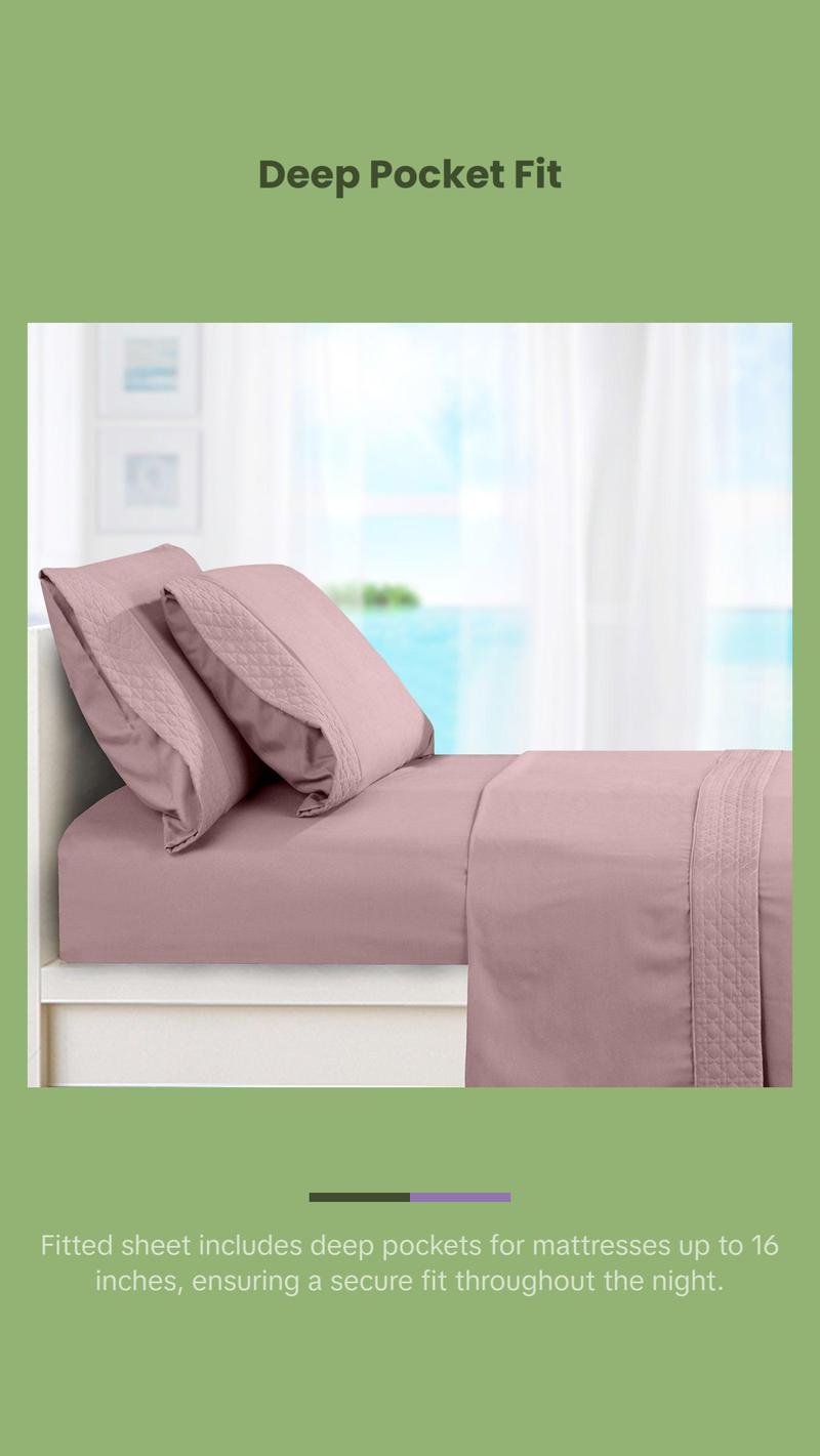 Elegant Comfort Quilted 4-Piece Sheet Set - Premium Hotel Quality with Deep Pocket and Quilted Hem Design